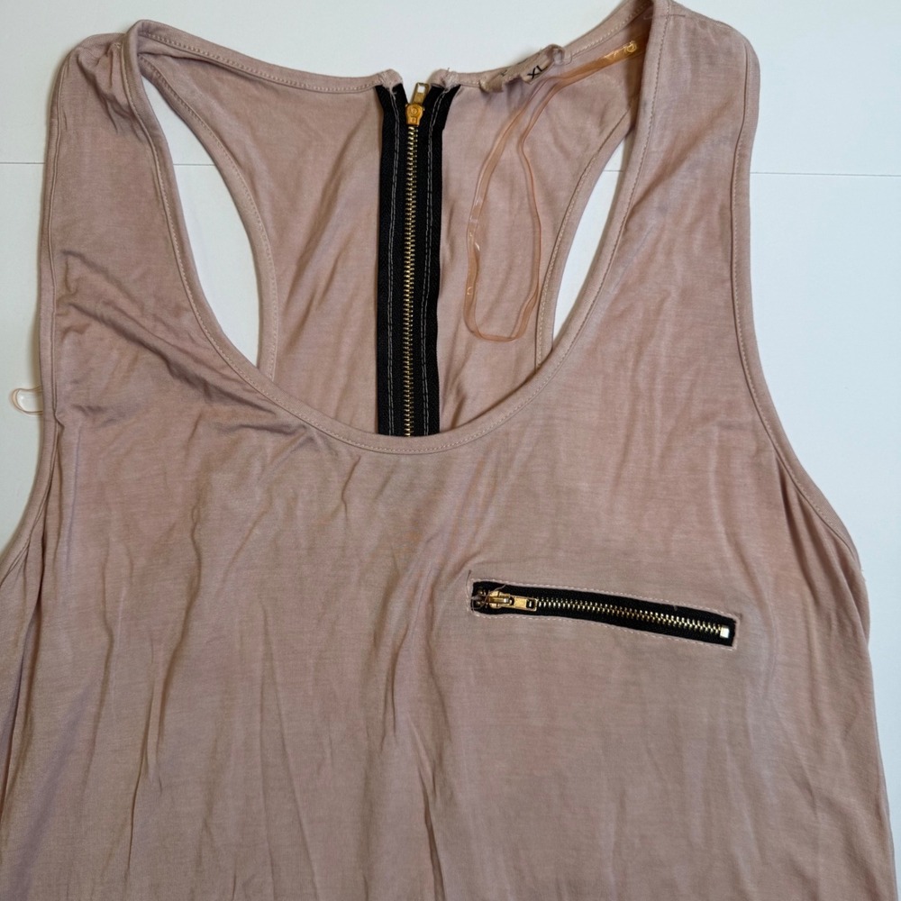 POL Womens Mauve Pink Racerback Tank Top Zipper Back ELT197 XL